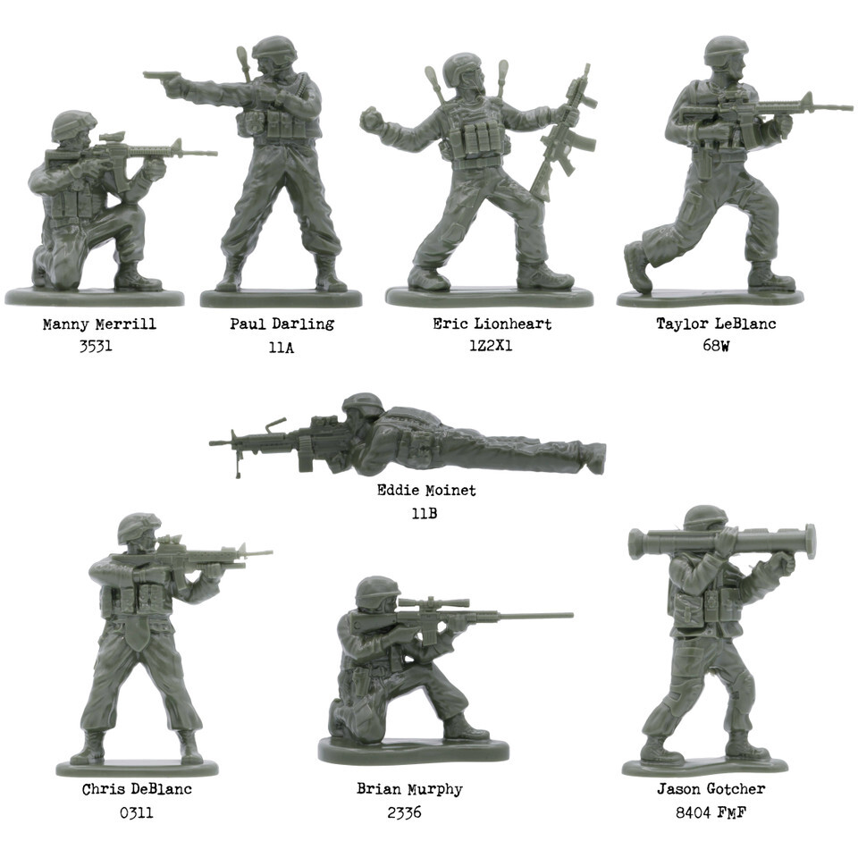 All eight, injection molded, Real Plastic Heroes